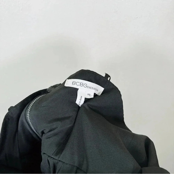 BCBGeneration Womens XS Black Layered Satin Sheath Dress Party Cocktail  Evening - Picture 6 of 11